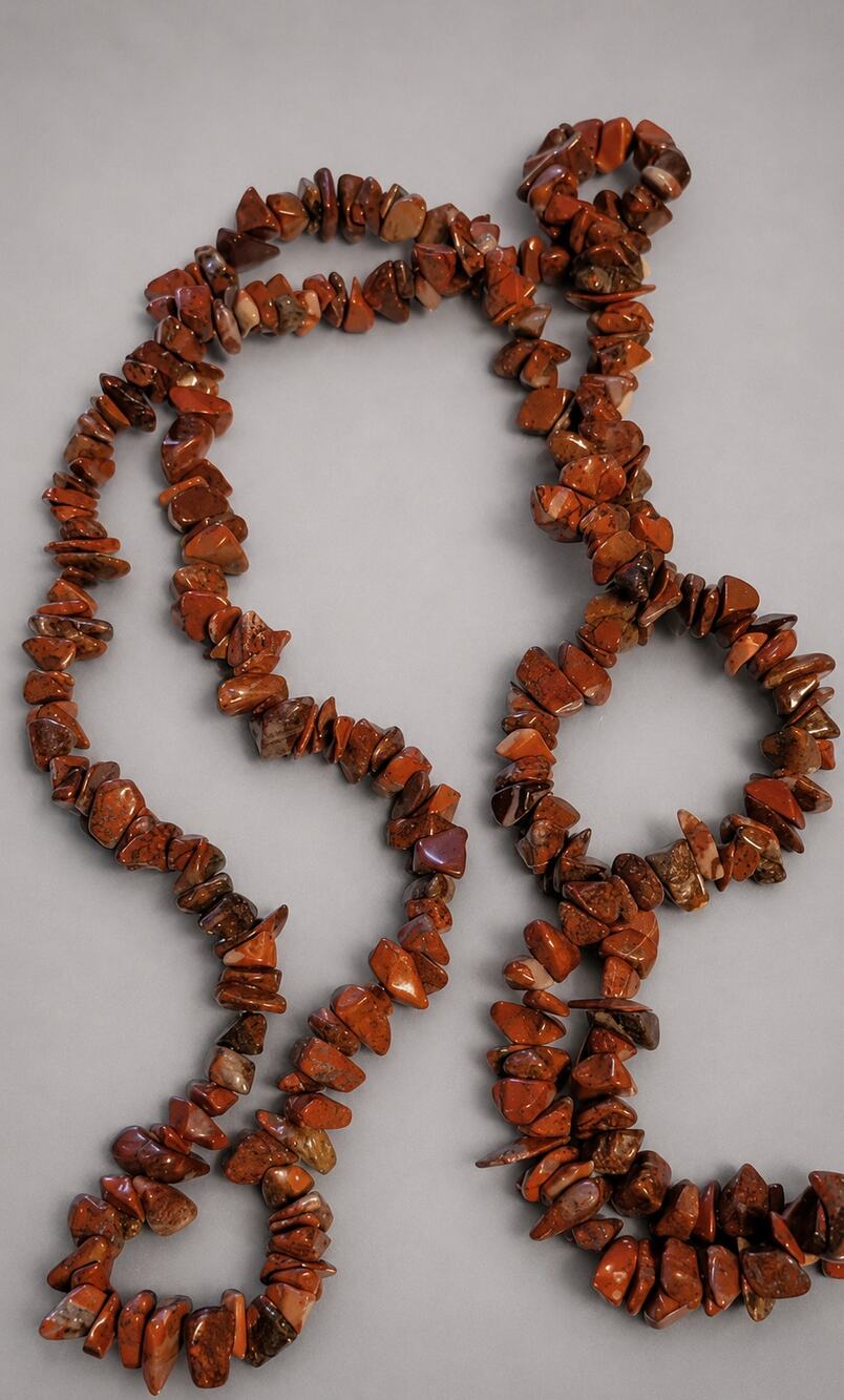 Red Agate Nugget Beaded Necklace 34", Jewelry Making Supplies br01-04